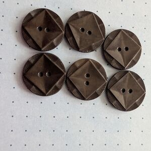 Vintage Brown Geometric Resin Buttons - Set of 6